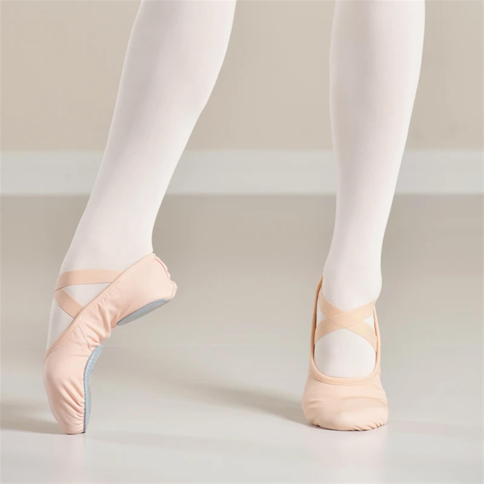 Ballettpantoffeln Ballett-Tanzschuhe for Damen und Mädchen, Teenager, Geteilte Sohle, Ballettschuhe, Kinder, Erwachsene, elastische Ballett-Praxis-Tanz-Hausschuhe(Beige,30)