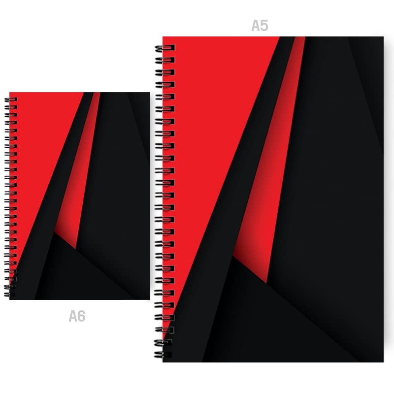 DASM UNITED Pack of 2 A5 A6 Printed Diary Notebook Sketch Drawing Book 100 GSM Unruled Pages Set of 2 Writing Pocket Memo Notepad Journal Planner Organizer Combo - Black Red Fine Edges