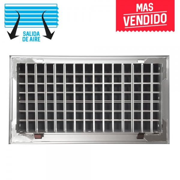 Rejilla de ventilación impulsión doble deflexión plata mate+Marco de montaje