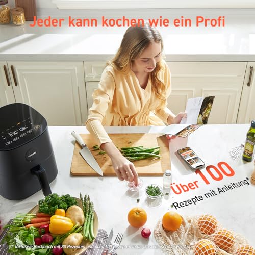 COSORI Airfryer, 7-in-1 Heissluftfritteuse, Max 230℃ & 55dB leise Heißluftfritteuse, 100+ Rezpete, Hähnchen, Steak, Speck, Tiefkühlkost, 55% energiesparend, spülmaschinenfest – Bild 4