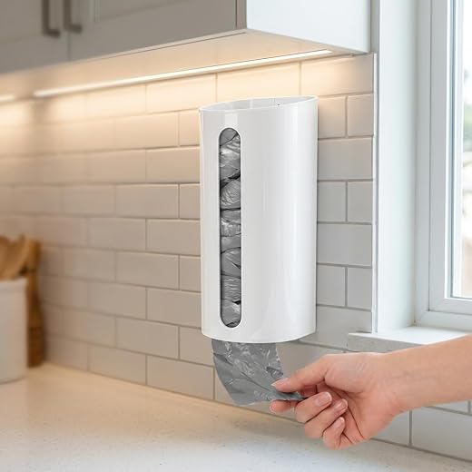 Kit 2 Dispenser Premium Porta Sacola De Parede, Puxa Saco, Organizador De Sacolinhas, Cozinha E Lavanderia, Branco, Marca VARENZIA