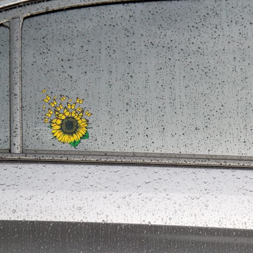 Image of 5pcs Sunflower and Flying Butterflies Bumper Sticker Car Decal for Women Mom Truck Rv Motorhome Windows (7x6)