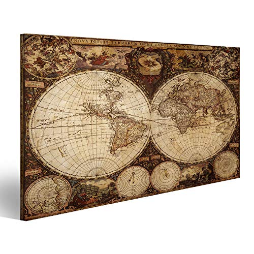 islandburner Tableau sur Toile Carte du Vieux Monde Vintage Cadre Affiche Poster Murale Tableaux