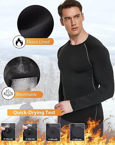 Telaleo 4 Pack Men'S Thermal Compression Shirt Long Sleeve Athletic Base Layer Top Winter Cold Gear Workout Running Hunting 2Xl thumb #3