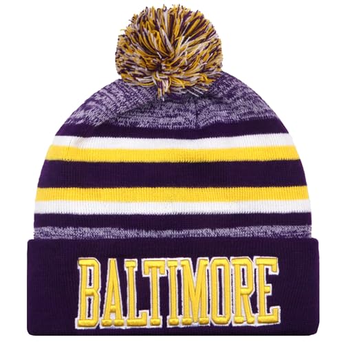 MIXNUS Baltimore Beanie Hat Football Knit Hats Winter Cuffed Stylish Beanie Cap Sport Fans Fashion Toque Cap