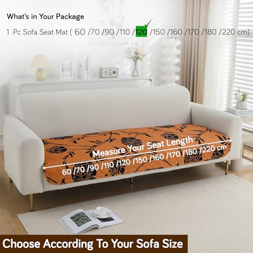 Image of HOKIPO 'Elira Series' Water Repellent + Waterproof Quilted Sofa Mats | Make Your Own Sofa Cover Set | Length 120cm - Copper Brown Floral (AR-5245-C8)