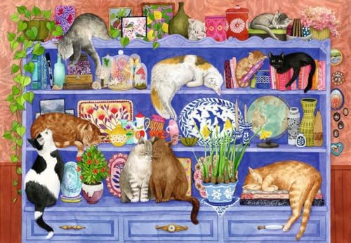 Ravensburger Feel Well - Cats on Shelf - Rompecabezas de 200 piezas | Piezas más gruesas, formato de imagen grande e incluye soporte | Rompecabezas premium hecho en Europa miniatura 2