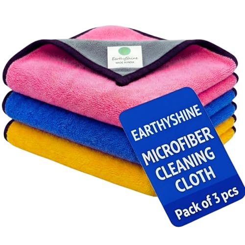 Image of Microfiber Cloths for Home Cleaning - Thick, Reusable & Lint-Free | for Kitchen, Dusting, Glass, Furniture & Other Surfaces (600 GSM, 40X40cm Pack of 3)