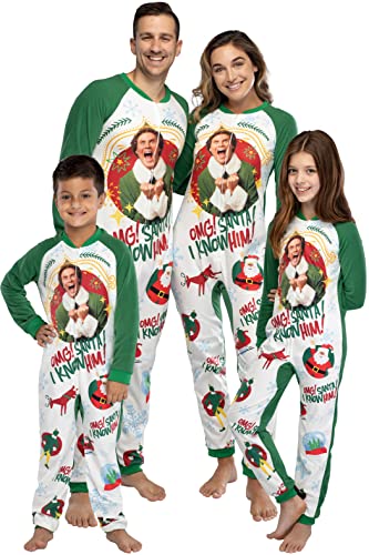 INTIMO Elf The Movie Men's OMG Santa! I Know Him! One-Piece Sleeper Pajama Union Suit4