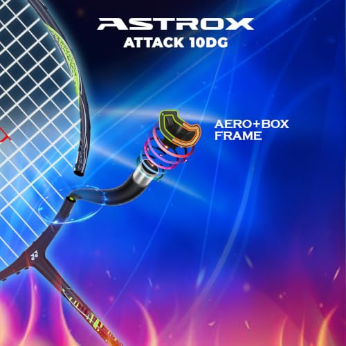 Image of Yonex Astrox Attack 10DG Ultra Strong| Made with Japanese Graphite|Strung Badminton Racquet with Full Cover (80 Grams - 32 Lbs, Black)