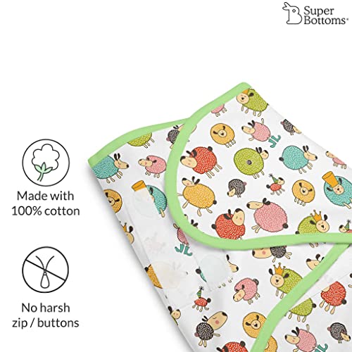 Image of superbottoms Dry Feel Swaddle Wrap for Newborn | SuperDryFeel Layer to Keep Baby Dry | Extra Soft | 100% Cotton | Easy to Wear, Travel-Friendly Wrapper | 0-3 Months, Baby Wrappers | Ba Ba Sheep.