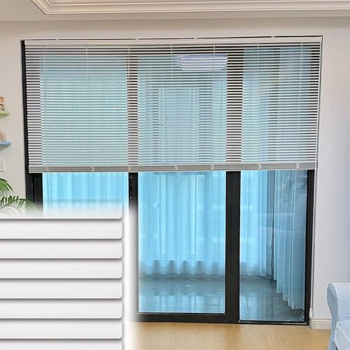 WZDXFNLD Aluminium Jalousien für Innen Fenster 30 45 75 80 110 120 140 165 180 200 210 cm Breite, 25mm Lamellen Horizontal Verdunkelungs Alu Jalousette, Wetterfest Jalousie, Einfache Montage(Weiß)