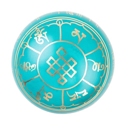 Image of Tibetan Singing Bowl Set - 4 inch Easy To Play Authentic Handmade For Meditation Sound 7 Chakra Healing By HIMALAYAN BAZAAR (Turquoise Blue, 4 inch)