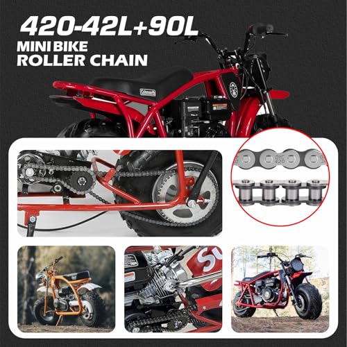 Image of DYC 420 Mini Bike Dual Chain Set (Jackshaft) 42 Link Front + 90 Link Rear with Chain Breaker Tool & Adjuster, Fits Coleman CT200U /BT200X, Baja MB165 /MB200, Axis M200, Massimo MB200, 196-212cc