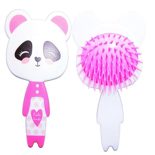 Artkingdome Peine de mango de panda lindo de 5.3 pulgadas, cepillo desenredante antiestático, suave masaje para niños, rizado, lacio, húmedo y seco,