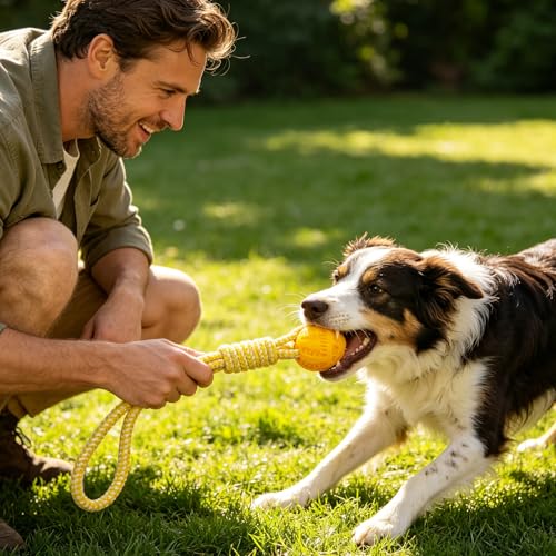 Oxxggkao Multifunktionales interaktives Hundespielzeug, Beißball, Kauspielzeug, Kauspiel, Zahnpflege, Haustier, Kauen, Zahnen, Simulation von Zähnen, Hundekauen, Baumwollseil-7