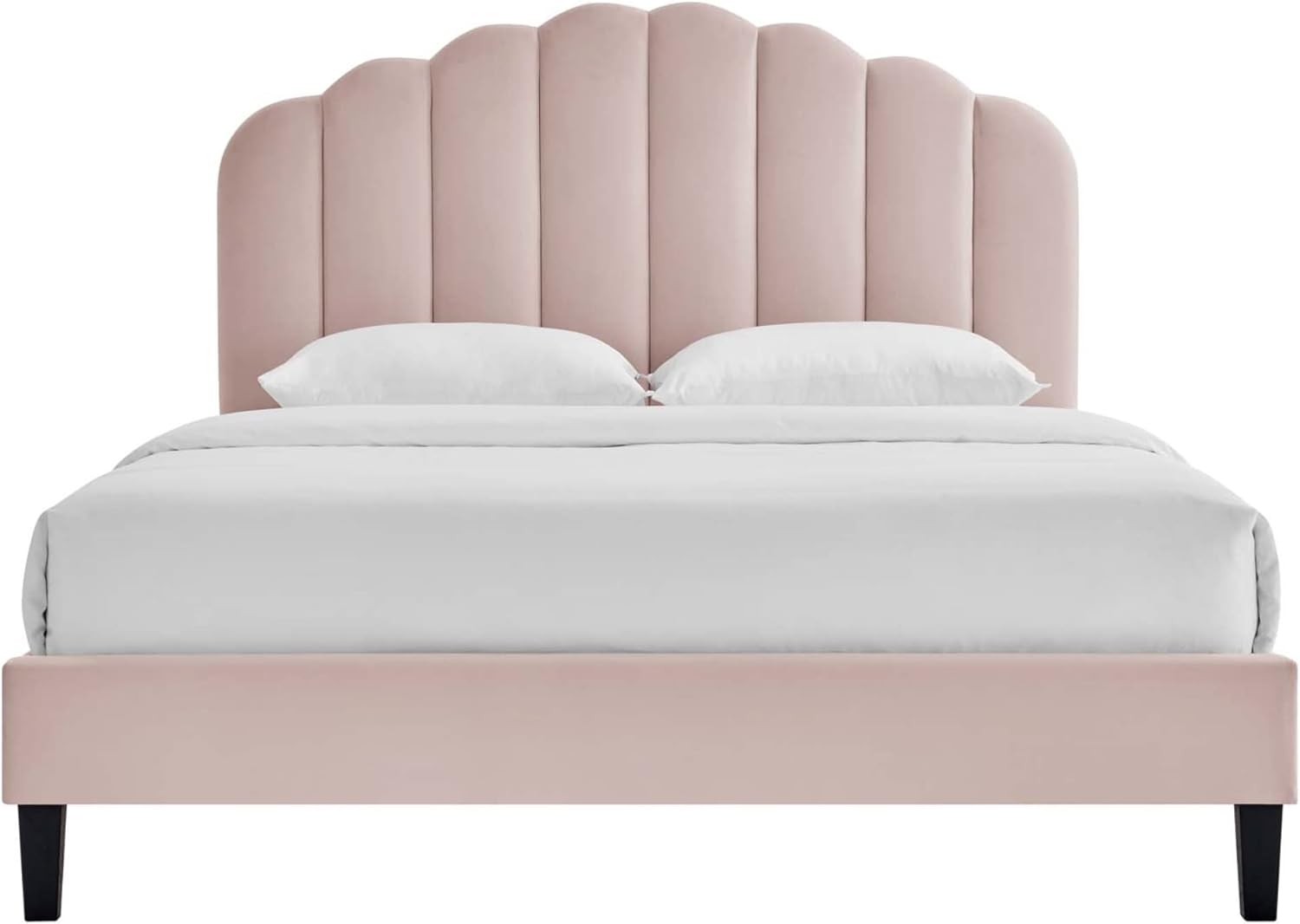 Modway Daisy Modern Performance Velvet Full Platform Bed in Pink