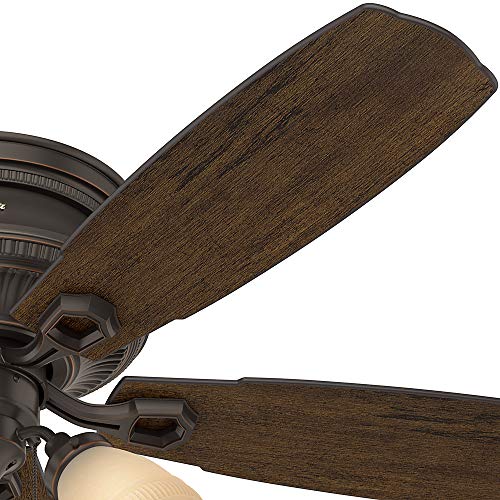 Hunter Ambrose Indoor Low Profile Ceiling Fan With Led Light And Pull Chain Control, 52", Onyx Bengal #TOP5