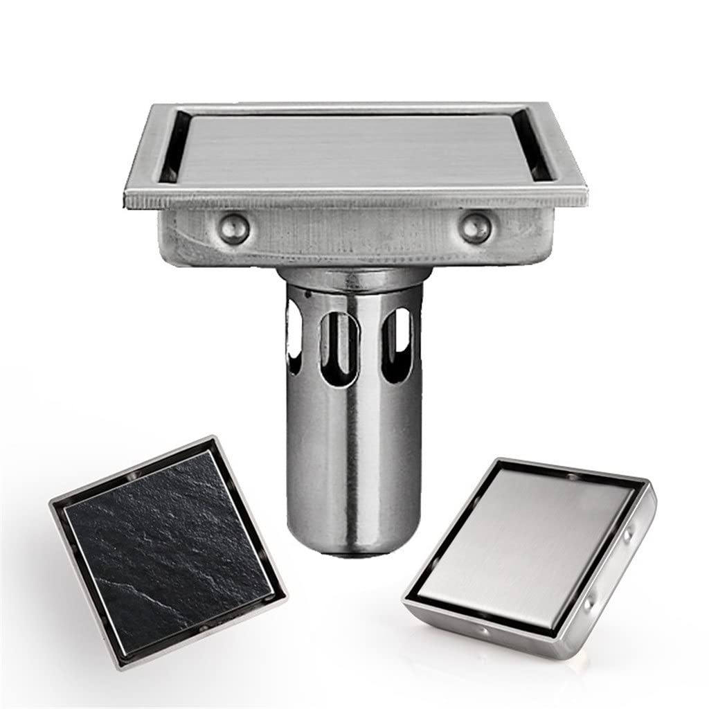 Colador De Desagüe De Suelo, Desagüe De Ducha, Latón Macizo, Accesorios para Desagües De Cocina Y Baño, Color Plata, 110 Mm X 110 Mm