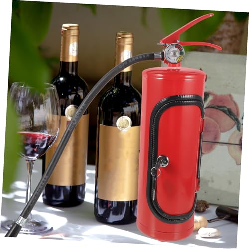 Boîte à vin extincteur rouge métal coffret bouteille design - 5