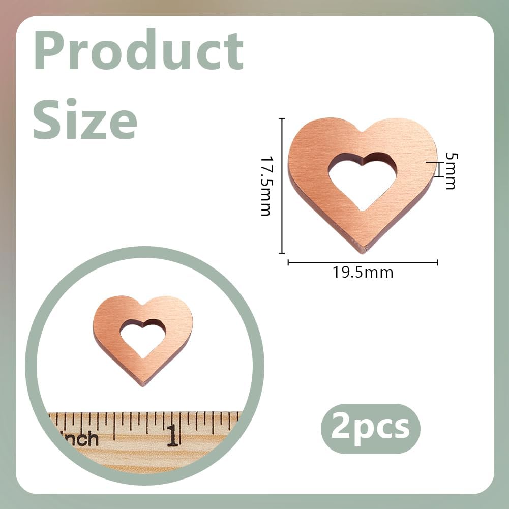 OLYCRAFT 2Pcs Heart Flower Alternative for Fresh Cut Flowers 0.8x0.7x0.2 Inch Brass Linking Charms Reusable Heart Charm Keeps Flower Water Clean and Clear for Home and Kitchen Vase