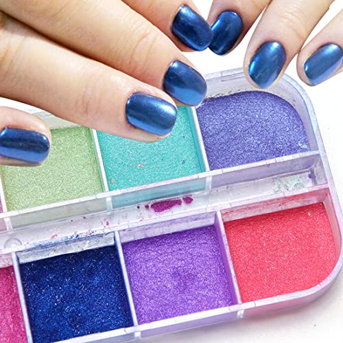 Chrome Nail Powder 24 Grids Iridescent Nail Art Glitter Powder Colorful Rub Fine Powder Pearl Shimmer Nail Powder Effect Pigment Pearlescent Powder Manicure Decorations,Body And Crafts #TOP4