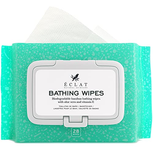 𝗪𝗜𝗡𝗡𝗘𝗥 𝟮𝟬𝟮𝟯* Bath Wipes, 100% Bamboo Wet Wipes - Refreshing Wipes Adults, Unscented, Flushable and Safe for Sensitive Skin, 28 Count