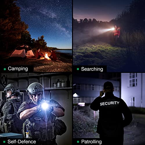 1600 Lumen Tactical Flashlight, 1600 Lumens Compact Handheld Flashlight With 3 Modes, Max Beam 473 Meters, Ip68, Led Flashlight For Edc With Rechargeable Battery, Outdoor, Camping And Emergency #TOP7