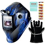 TRQWH Casco de soldadura de oscurecimiento automático con capucha de soldadura ligera, casco de