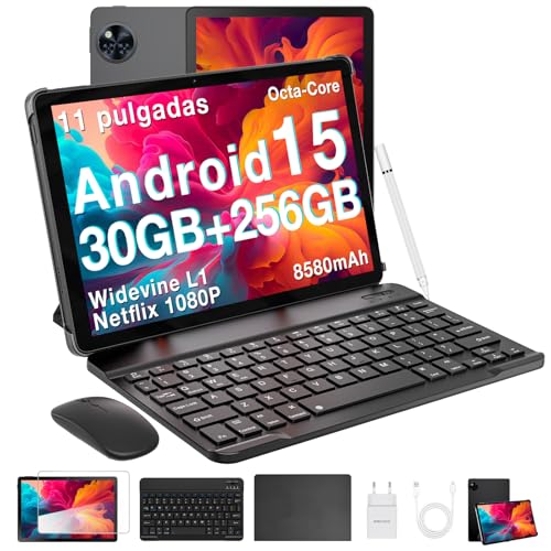 DOOGEE U11 Pro Android 15 Tableta para Niños, 30GB+ 256GB/2TB TF Tablet 11 Pulgadas 90Hz, Tablet Infantil con Teclado y Lápiz y Funda y Raton, 8580mAh/Widevine L1/WiFi 5/ 13MP+5MP/ Face ID/3.5mm Jack