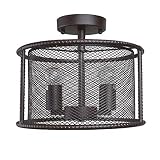 LNC A02976 Wire Cage 2 Vintage Semi Flush Mount Ceiling Light for Bedroom, Living, Dining Room