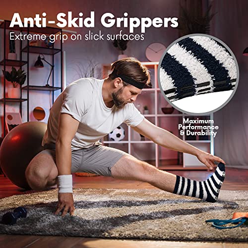 Debra Weitzner Mens Fuzzy Socks Grip Socks Microfiber Plush Sleeping Socks Soft Anti-Skid 5/6 Pairs #TOP2