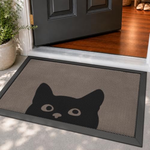 DEXI Front Door Mat Outside Entrance Welcome Floor Doormat 24x36 Cat