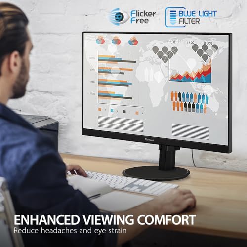Image of ViewSonic VA2747-MHJ 27 Inch Full HD 1080p Monitor with Advanced Ergonomics, FreeSync, 100Hz, Ultra-Thin Bezel, Eye Care, HDMI, VGA Inputs for Home and Office