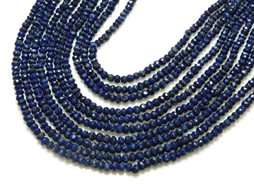 Lapis-lazuli perles rondelles micro cut bleu canard 3.5mm fil 14 pouces