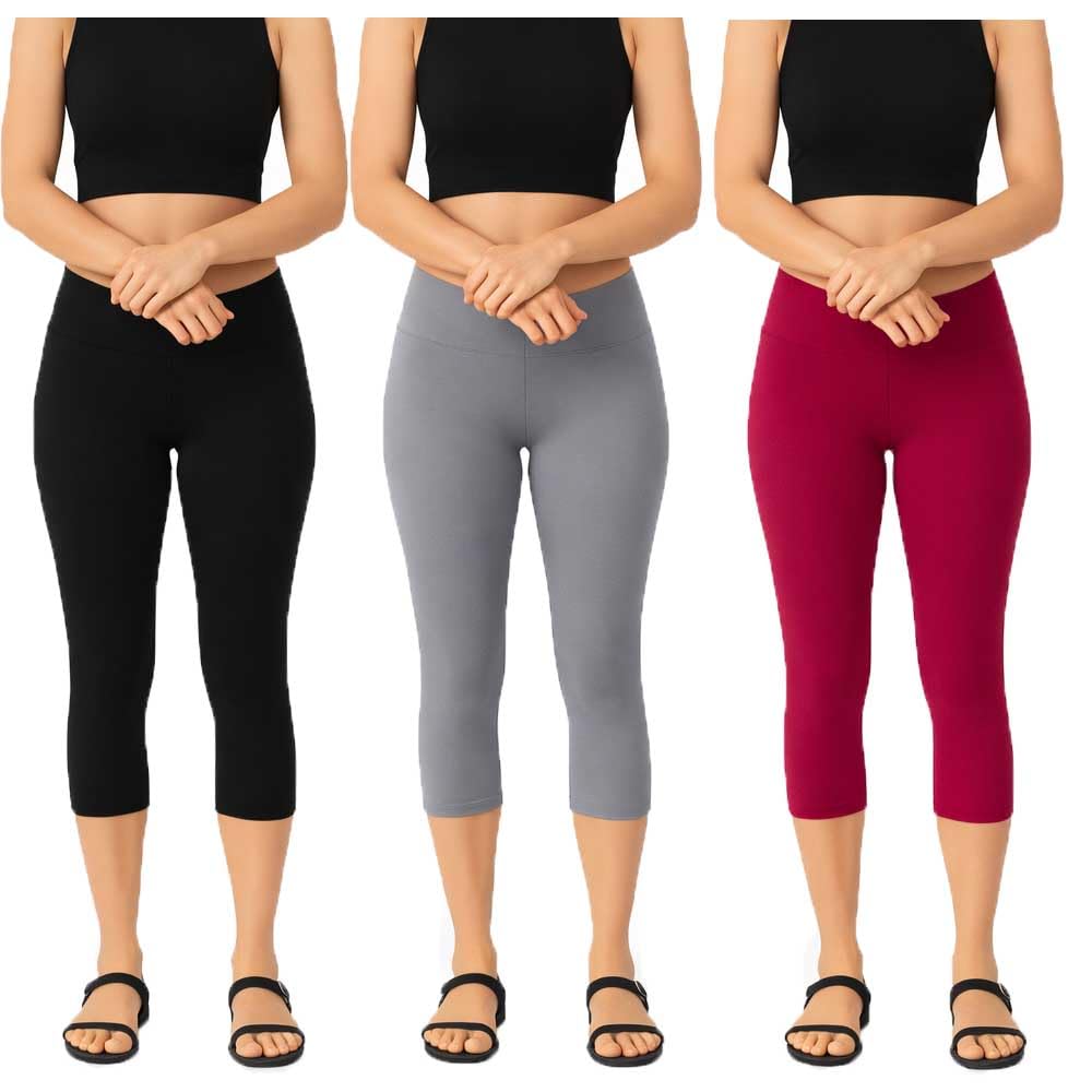 Womens Stylish Casual Plain Capri for Girls Pack of 3-image-34