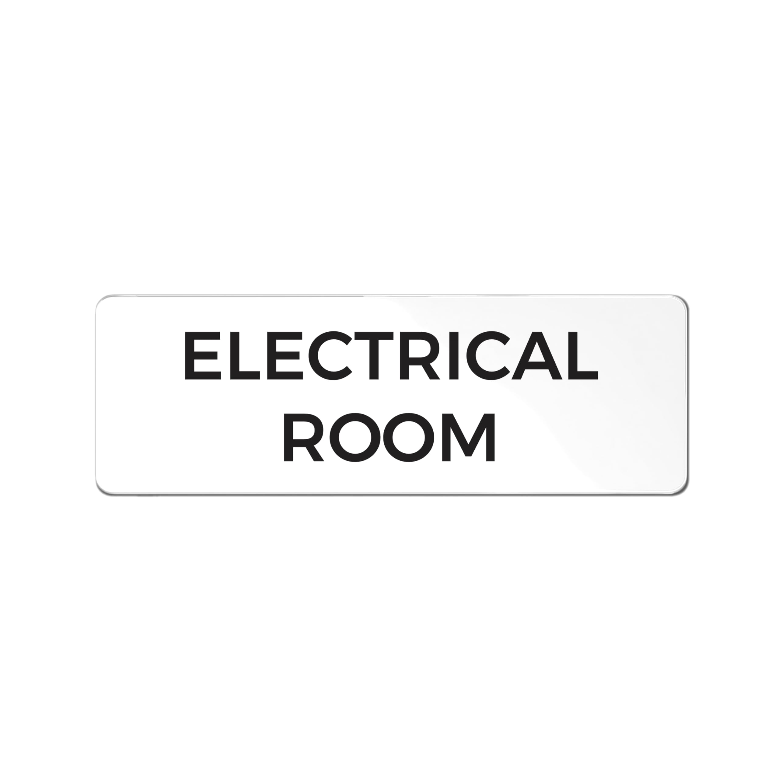 Electrical Room Sign, Durable ABS Plastic with Full Adhesive Backing, Sign for Door or Wall, 2x6" (White)