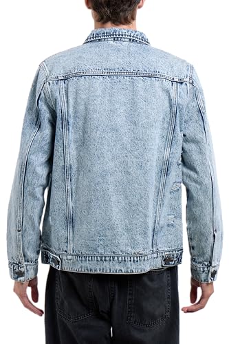 Image of X RAY Mens Denim Jacket, Washed Ripped Distressed Flex Stretch Casual Trucker Biker Jeans Jacket for Men