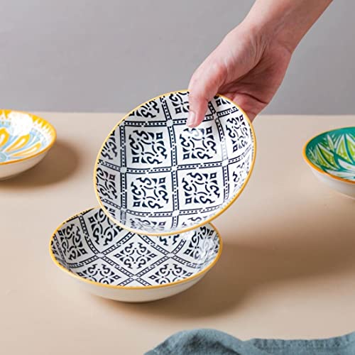 Image of Nestasia Ceramic Round Snack Plate Set of 4 (5.5 Inch Each) - Patterned Dahi Bhalla Plate for Serving Chaat, Halwa, Chakna, & Desserts | Microwave & Dishwasher Safe Small Plate (White & Black)
