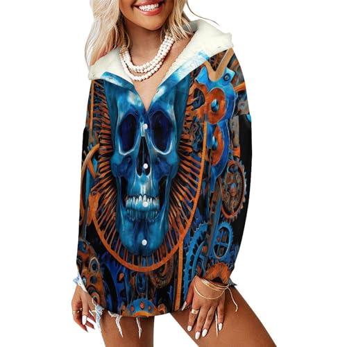 Blouson sweats à capuche hiver chaud veste crâne doublée sherpa