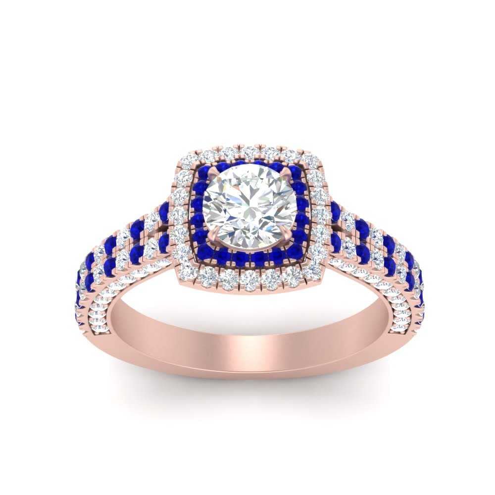 55Carat Choose Your Gemstone Double Band Square Halo Diamond CZ Ring 18K Rose Gold Plated Round Shape Halo Engagement Rings Everyday Jewelry Wedding Jewelry Handmade Gifts for Wife US Size 4 to 12