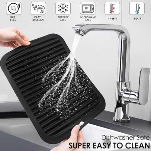 Image of Black Silicone Trivet 16'' X 12'' Silicone Hot Pads for Kitchen Nonslip and Heat Resistant Hot Pads Trivets for Kitchen Quartz Countertops (Black)