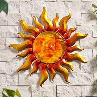 Creekwood Sun Glass/Metal Garden Wall Art Decoration-Blue (W33 x H33 cm)
