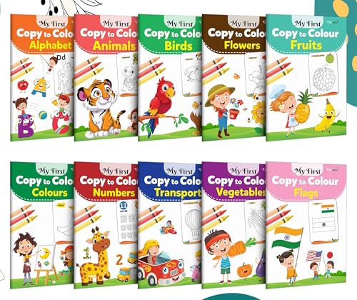 Image of Coloring book Set of 10 for children : Essential Coloring Book Of All In One Pack, Early kids learning Coloring books, Set Of 10 Colouring Books