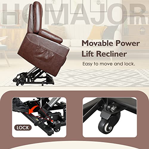 Homajor Lift Chairs Recliners For Elderly, Power Lift Recliner, Chair Lifts For Seniors, Reclining Chair With Sliding Wheels, Recliner Chair With Heat And Massage, Pu Leather #TOP3