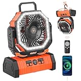 Rechargeable Camping Fan with LED Lantern, Hurricane