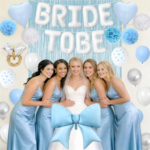 Image of Blue Bachelorette Party Decorations,White Bride To Be Bridal Shower Balloon