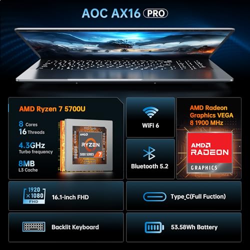 Aoc Gaming Laptop With Amd Ryzen 7 5700U Processor thumb #1