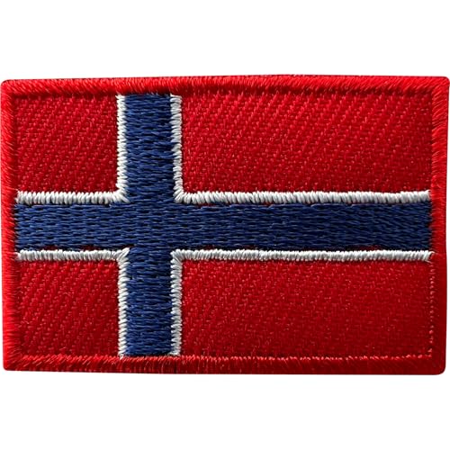 Mini-Aufnäher mit Norwegen-Flagge, zum Aufbügeln oder Aufnähen auf Kleidung, Jacke, Pullover, klein, bestickt