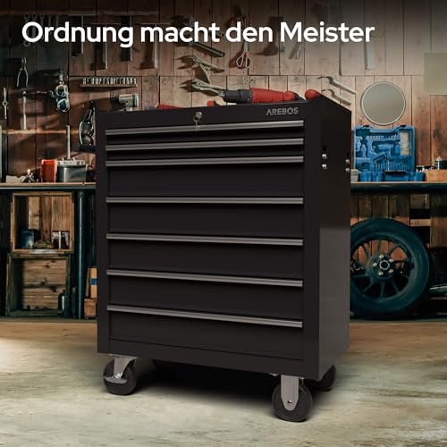 Foto von Arebos Werkstattwagen 7 Schubfächer | Werkzeugwagen zentral abschließbar